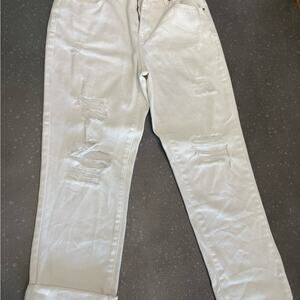 PacSun Women's White Distressed 'Mom' Jeans